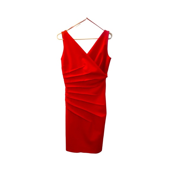Bright Red Ruched Dress - size 10 Excellent Condition. Sexy Evening Body Con - Picture 1 of 8